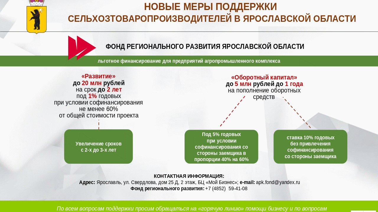 Новые меры поддержки сельхозтоваропроизводителей в Ярославской области